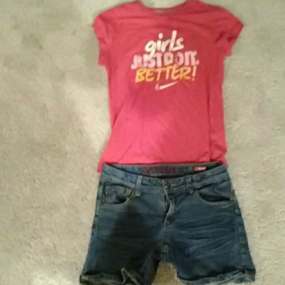 Nike Shirt and Jean shorts