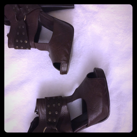 Brown open toe shoes