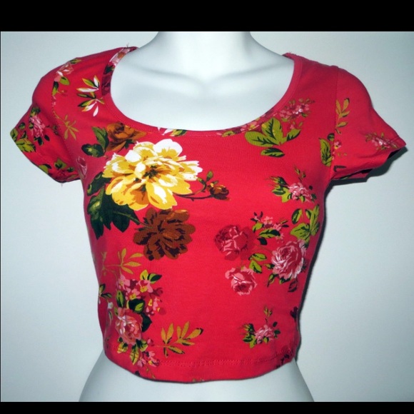 Red Floral Crop Top
