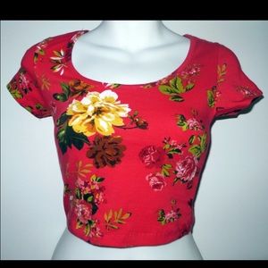 Red Floral Crop Top