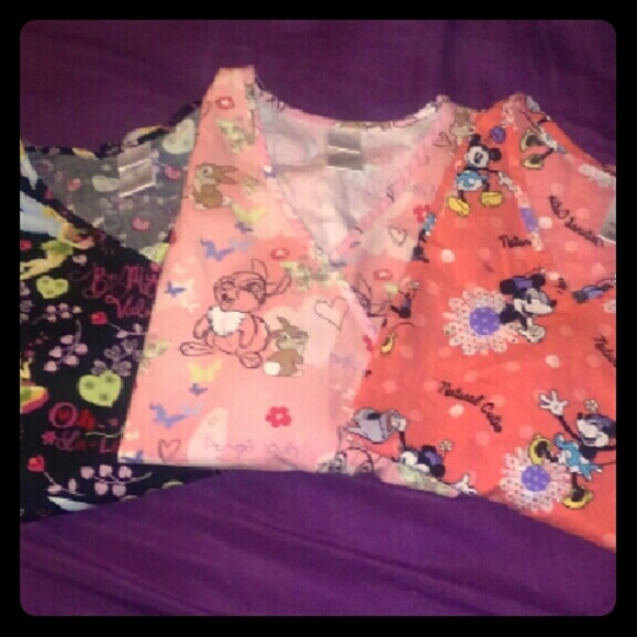 Disney scrub tops (all three included)