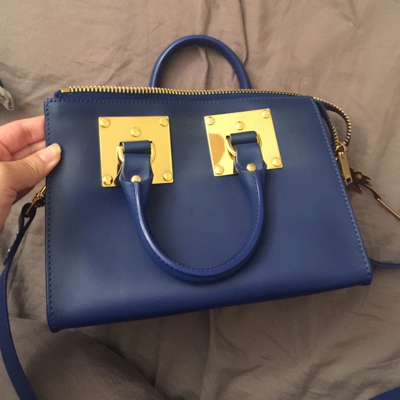 sophie hulme mini zip top bowling tote blue