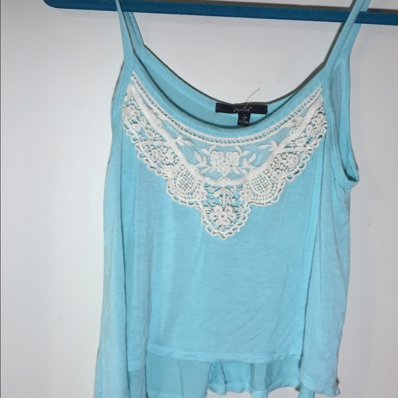 Cute blue and white lace tank top