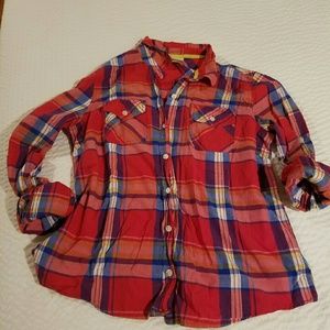 Red plaid Button down shirt