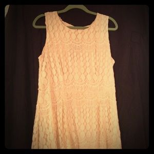 Cream crochet high-low hem dress