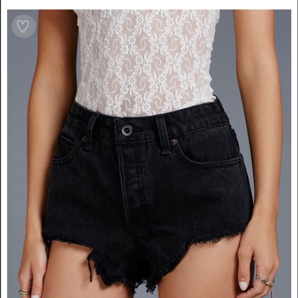 free people "logan" black jean shorts - Picture 3 of 4
