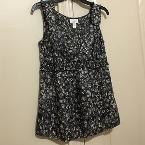Cute grey & cream sleeveless LOFT top