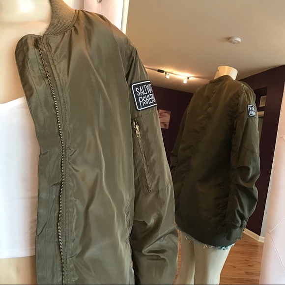 Olive Patchwork Bomber Jacket - Picture 4 of 4