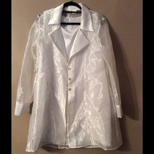 White Sheath Dress with Sheer Jacket