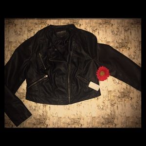 NEW forever21 black faux leather jacket 2x PLUS