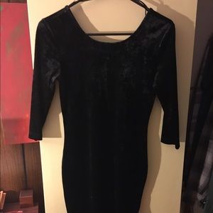 Black velvet body con dress. Size medium.