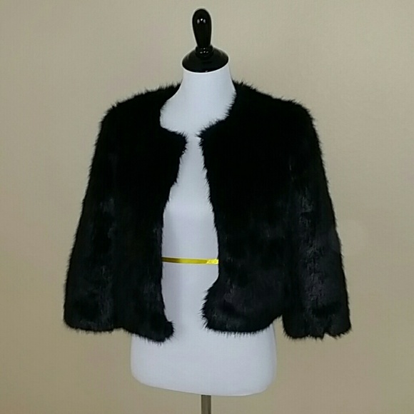 Elegant Banana Republic Black Faux Fur Jacket, nwt
