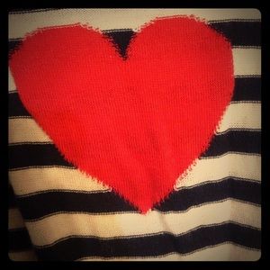 *Sold* Heart elbow patch stripe cardigan sweater