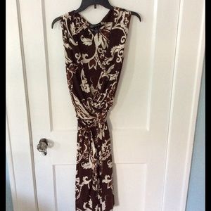Brown Print Wrap Dress