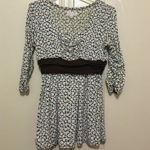 Brown/cream/blue M.S.S.P. 3/4 length sleeve top