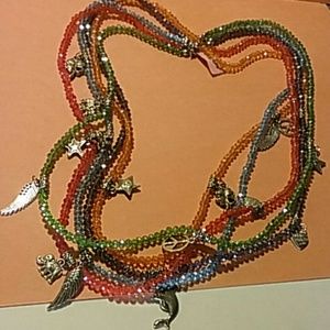 MULTI  COLOR  STRAND  CHARM  NECKLACE