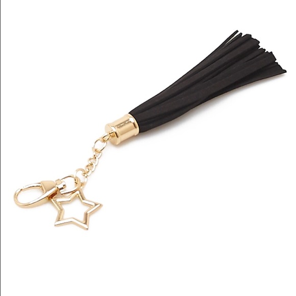Gold Star Black Tassel Keychain