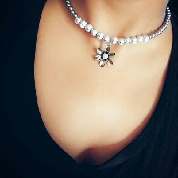 Handmade Silver Marble & Pearl necklace - Picture 1 of 1