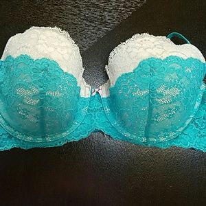 Victorias Secret teal and white bra