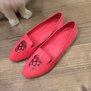 Alexander McQueen Hot Pink suede skull flat sz38