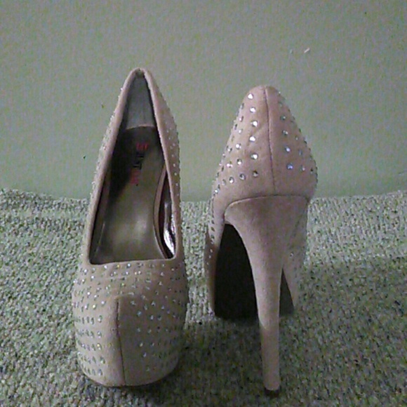 Suede, blush pink studded platforms