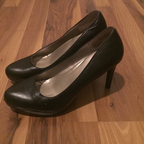 Matte Black leather platform pumps 3.5" heel