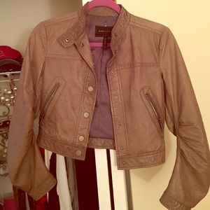 BCBG Maxazria Olive leather biker jacket