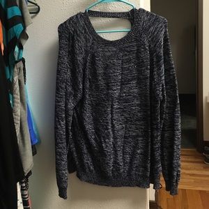 Blue open back sweater