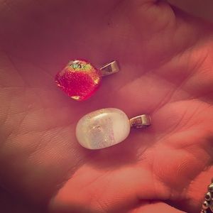 Red and white opal charm