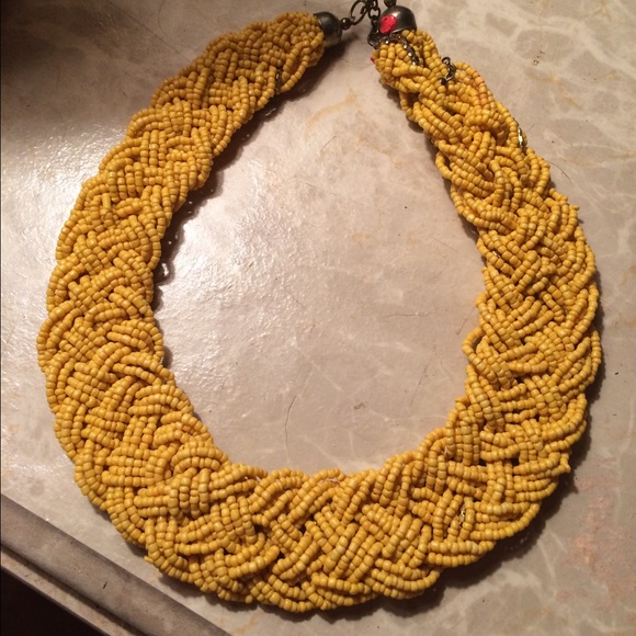 Mustard yellow beaded necklace