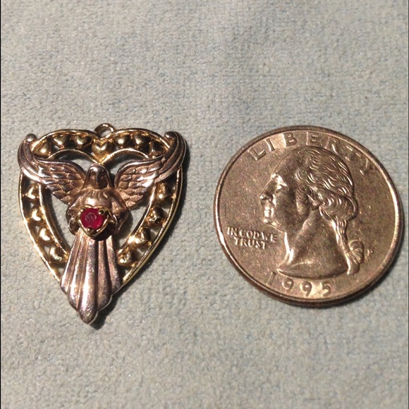 Sterling Silver Angel Ruby Heart Pendant - Picture 2 of 3