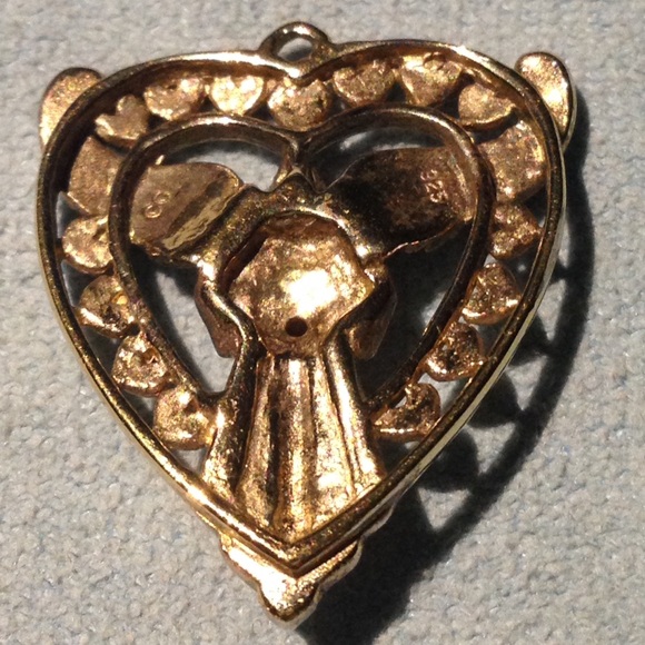 Sterling Silver Angel Ruby Heart Pendant - Picture 3 of 3
