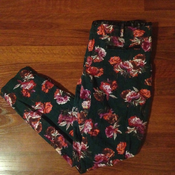 Anthropologie Charlie Trousers in Green Floral