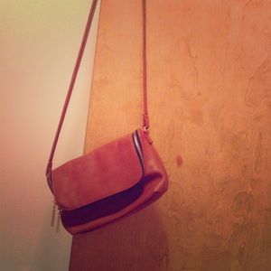 Brown leather, over the shoulder purse