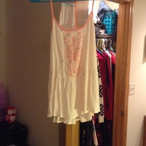 Flowy cream and coral tank top