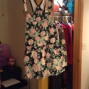 Forever 21 floral overalls