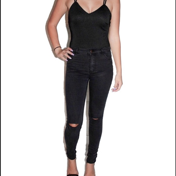 Ripped knee slit pants