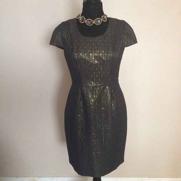 Cap Sleeve Black/Gold Dress