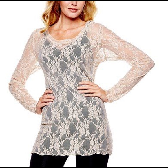 Rhonda Shear Long Sleeve Lace Top