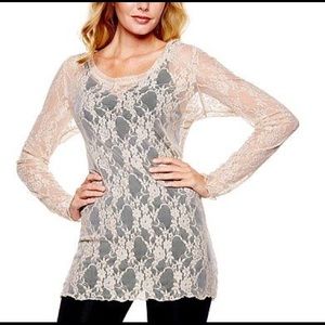 Rhonda Shear Long Sleeve Lace Top