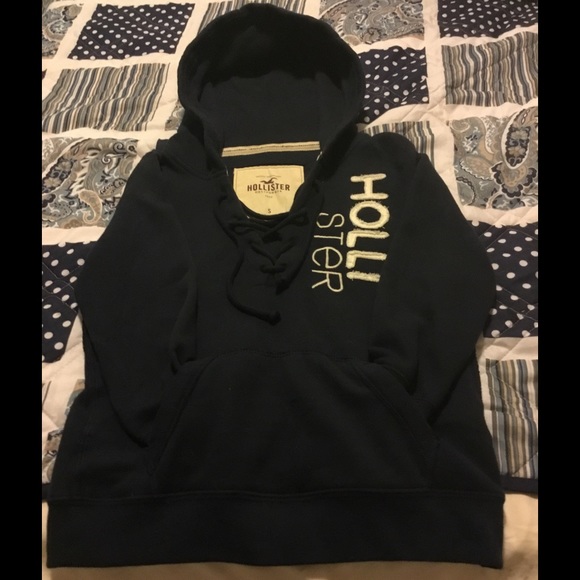 Like new!!! Hollister brand hoodie with tie v-neck