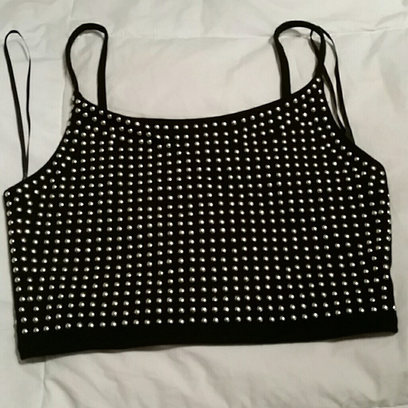 Black studded crop top