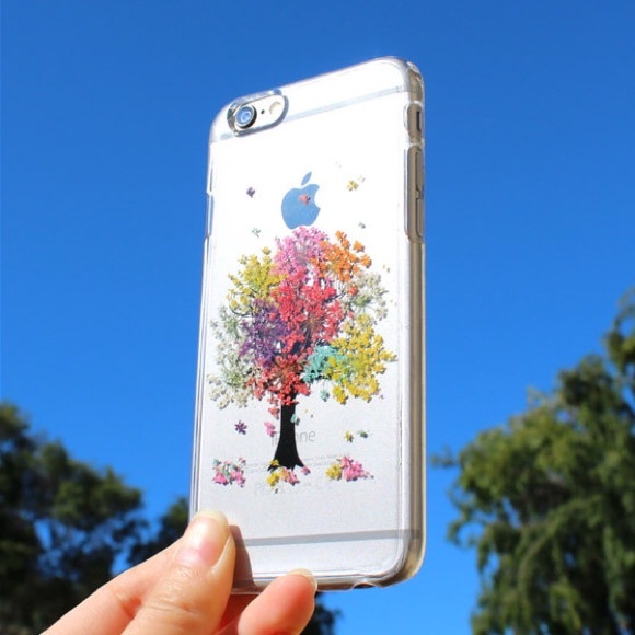 Pressed dried flowers rainbow tree phone case - Picture 4 of 4