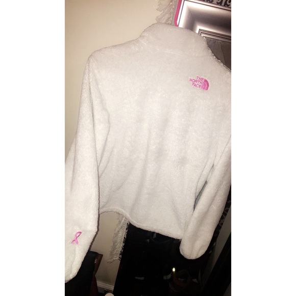 White Fuzzy Breast Cancer North Face - Picture 1 of 2