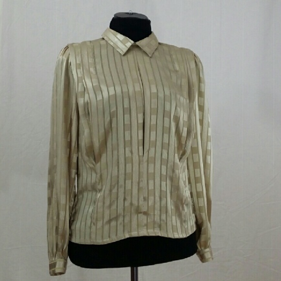 Vintage Nicola Tan/Gold pin striped blouse