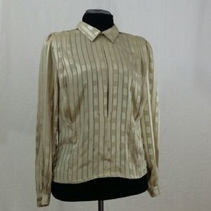 Vintage Nicola Tan/Gold pin striped blouse