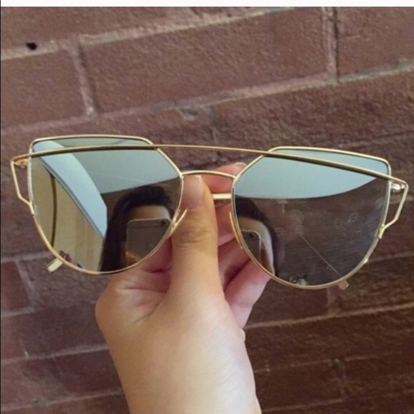 New Sliver & Gold Cateye Mirror Sunglasses