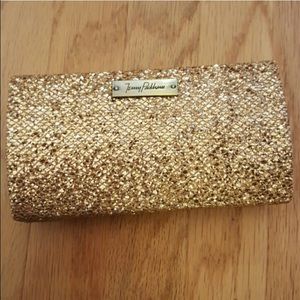 Gold glitter Jenny Packham clutch