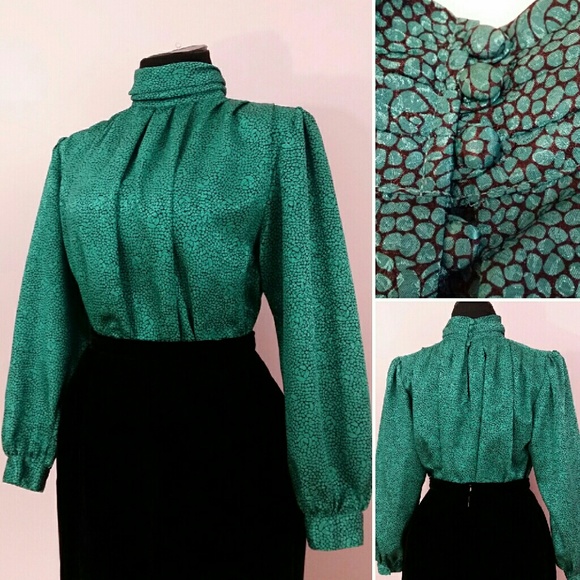 David Matthew Tops - Vintage David Matthew Turtleneck Secretary Blouse