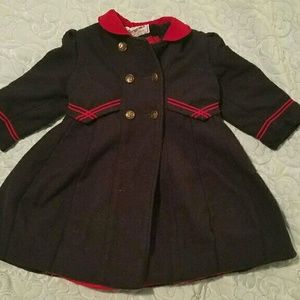 Rothschild Girls Black Baby Doll Faux Wool Peacoat